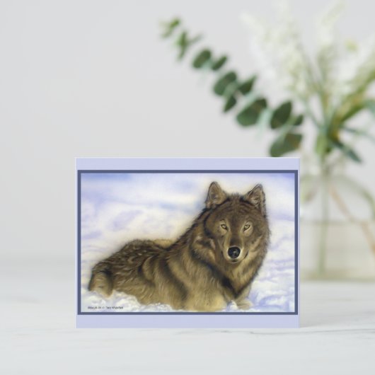 Winter Wolf Postkarte (Stehend Vorderseite)