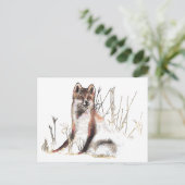 Winter Wolf Postkarte (Stehend Vorderseite)