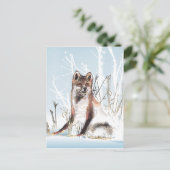 Winter Wolf Postkarte (Stehend Vorderseite)