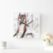 Winter Wolf Quadratische Wanduhr (Zuhause)