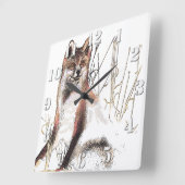 Winter Wolf Quadratische Wanduhr (Winkel)
