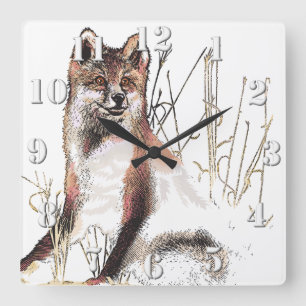 Winter Wolf Quadratische Wanduhr
