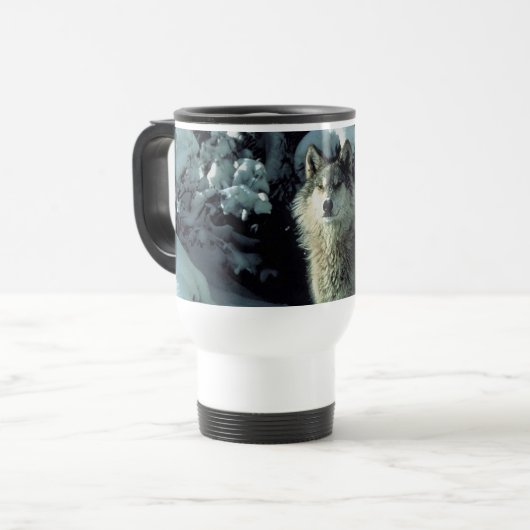 Winter Wolf Reisebecher (Vorderseite Links)