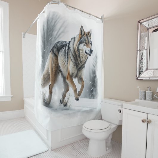 Winter Wolf Run Duschvorhang (Beispiel)