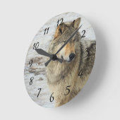 Winter Wolf Runde Wanduhr (Winkel)