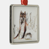 Winter Wolf Silbernes Ornament (Rechts)