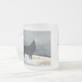 Winter-Wolf-Silhouette Mattglastasse (Vorderseite Links)
