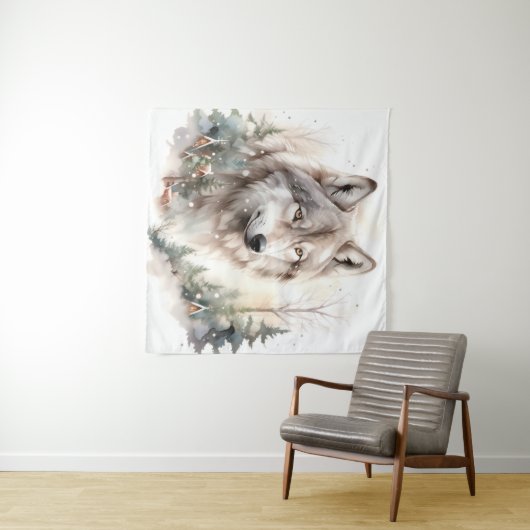 Winter Wolf Tapestry Wandteppich (Beispiel (Horizontal))