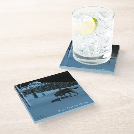 Winter Wolf - Tapetum Lucidum Glasuntersetzer (Schrägansicht)