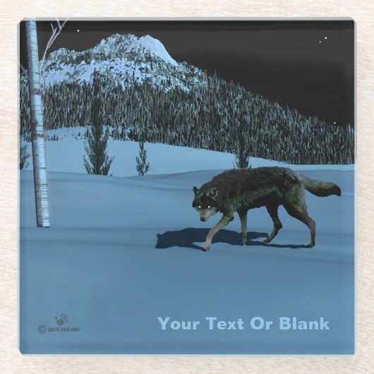 Winter Wolf - Tapetum Lucidum Glasuntersetzer (Vorderseite)