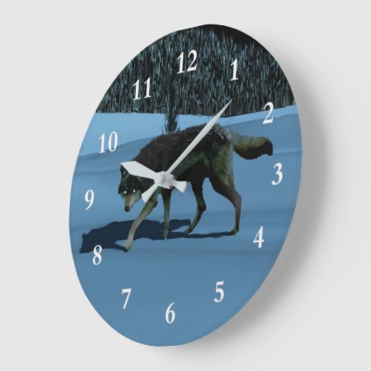 Winter Wolf - Tapetum Lucidum Große Wanduhr (Winkel)