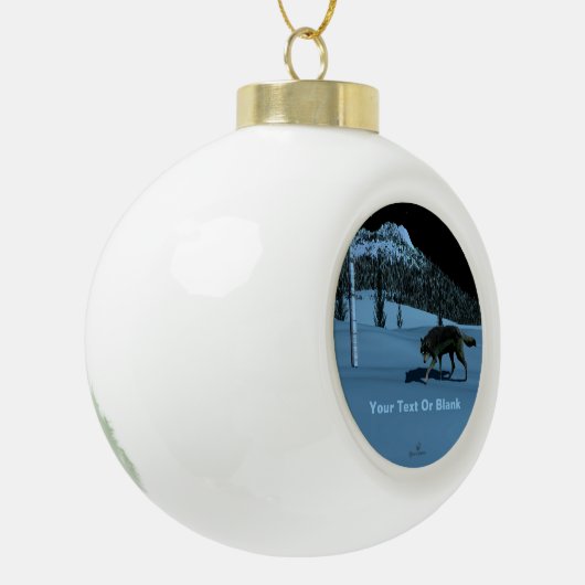 Winter Wolf - Tapetum Lucidum Keramik Kugel-Ornament (Links)