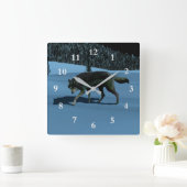 Winter Wolf - Tapetum Lucidum Quadratische Wanduhr (Zuhause)