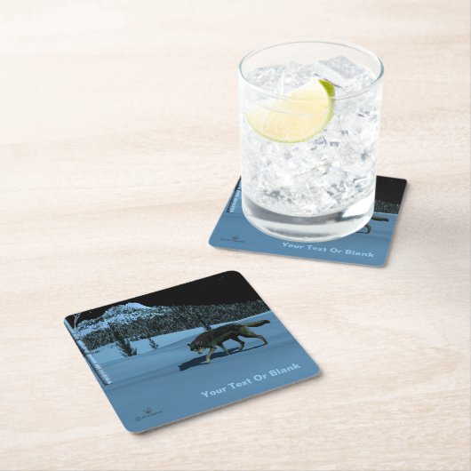 Winter Wolf - Tapetum Lucidum Rechteckiger Pappuntersetzer (Vor Ort)