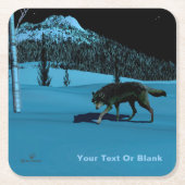 Winter Wolf - Tapetum Lucidum Rechteckiger Pappuntersetzer (Vorderseite)