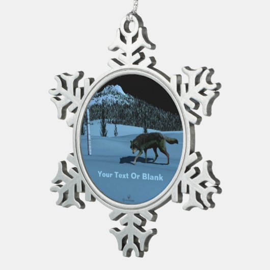 Winter Wolf - Tapetum Lucidum Schneeflocken Zinn-Ornament (Rechts)