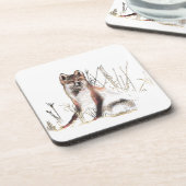 Winter Wolf Untersetzer (Linke Seite)