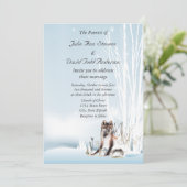 Winter Wolf Wedding Einladung (Stehend Vorderseite)