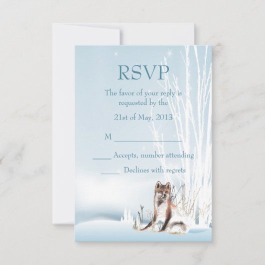 Winter Wolf Wedding RSVP Karte (Vorderseite)