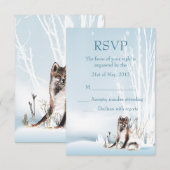 Winter Wolf Wedding RSVP Karte (Vorne/Hinten)