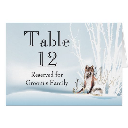 Winter Wolf Wedding Tischnummer (Vorderseite (Horizontal))