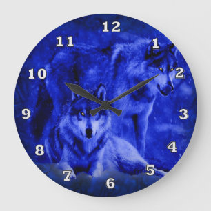 Winter-Wolf-Wolf-Uhren Große Wanduhr