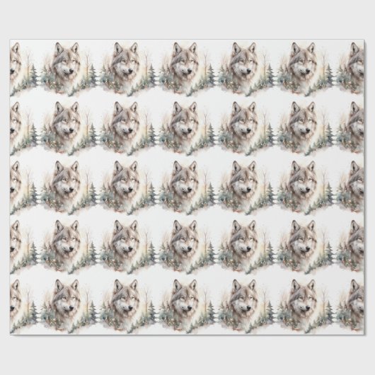 Winter Wolf Wrapping Paper Geschenkpapier (Flach)