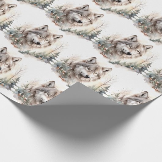 Winter Wolf Wrapping Paper Geschenkpapier (Ecke)