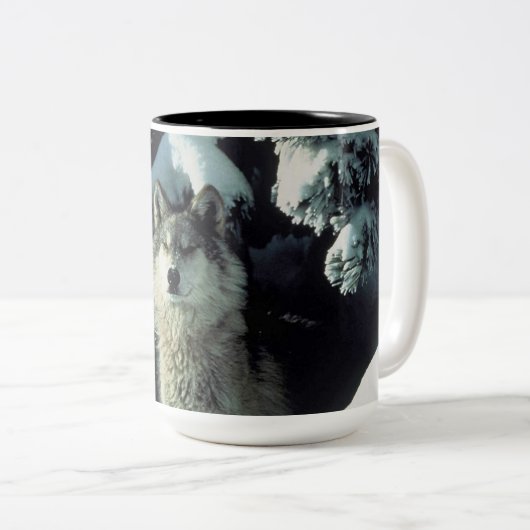Winter Wolf Zwei-Tone-Kaffee-Tasse Zweifarbige Tasse (VorderseiteRechts)