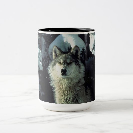 Winter Wolf Zwei-Tone-Kaffee-Tasse Zweifarbige Tasse (Mittel)
