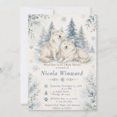 Winter-Wölfe Baby Shower Einladung (Vorderseite)