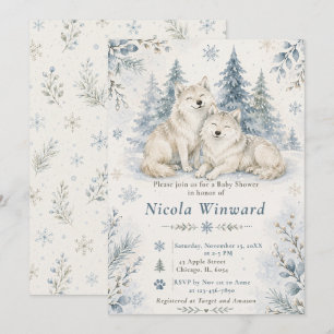 Winter-Wölfe Baby Shower Einladung