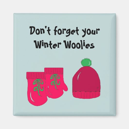Winter-Wollies - Handschuhe und Mütze Magnet (Vorne)