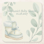 Winter Wonder Baby Shower  Rechteckiger Pappuntersetzer (Vorderseite)
