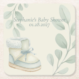 Winter Wonder Baby Shower  Rechteckiger Pappuntersetzer