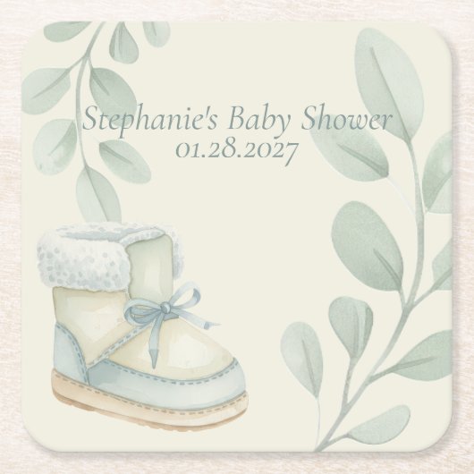 Winter Wonder Baby Shower Rechteckiger Pappuntersetzer (Vorderseite)