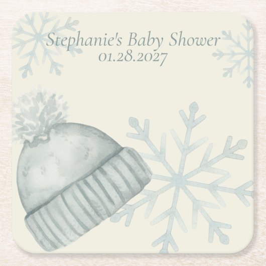 Winter Wonder Baby Shower  Rechteckiger Pappuntersetzer (Vorderseite)