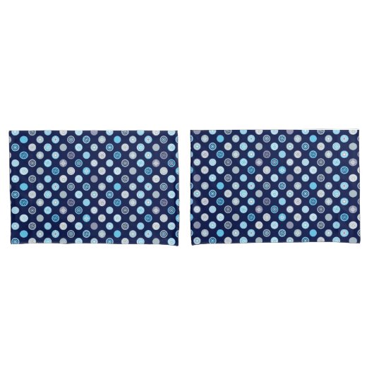 Winter Wonder Dots Blue Pattern Pillow Hüllen Kissenbezug (Vorderseite-Set)