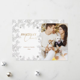 Winter Wonder Foto Gold Calligraphy Holiday Card Feiertagskarte