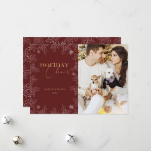 Winter Wonder Foto Gold Calligraphy Holiday Card Feiertagskarte