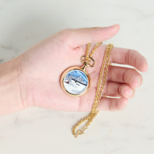 Winter Wonder Gold Halskettchen-Uhr Armbanduhr