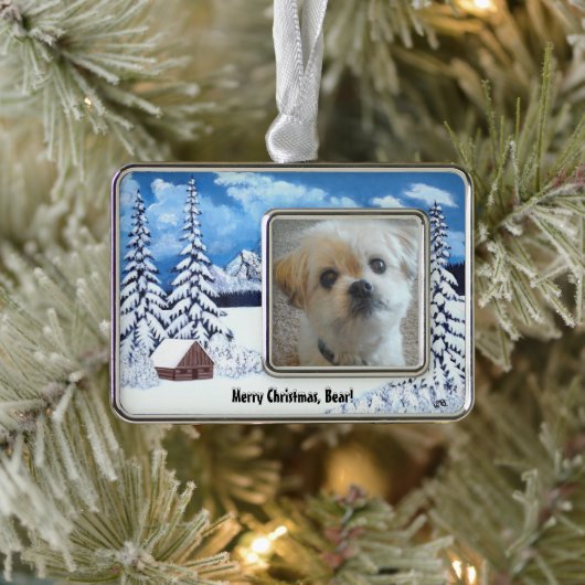 Winter Wonder Malshi Hund Gerahmte Ornament Rahmen-Ornament Silber (Baum)