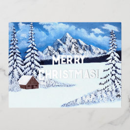 Winter Wonder Silver Found Weihnachtskarte Folien Feiertagspostkarte