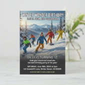 Winter Wonder Snowboard Birthday Party Einladung (Stehend Vorderseite)