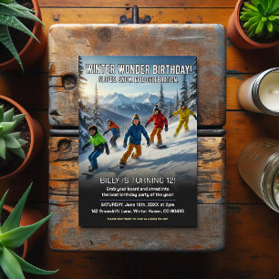 Winter Wonder Snowboard Geburtstagsfeier Postkarte