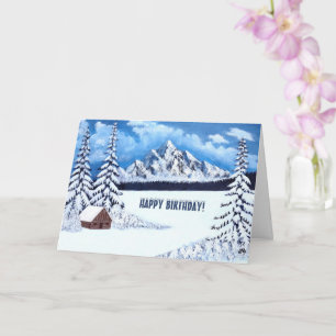 Winter Wonder Szene Geburtstags-Grußkarte Karte
