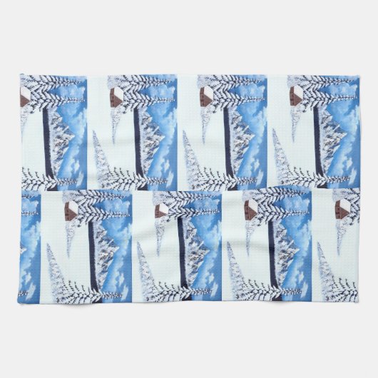 Winter Wonder Szene Geschirrtuch (Horizontal)