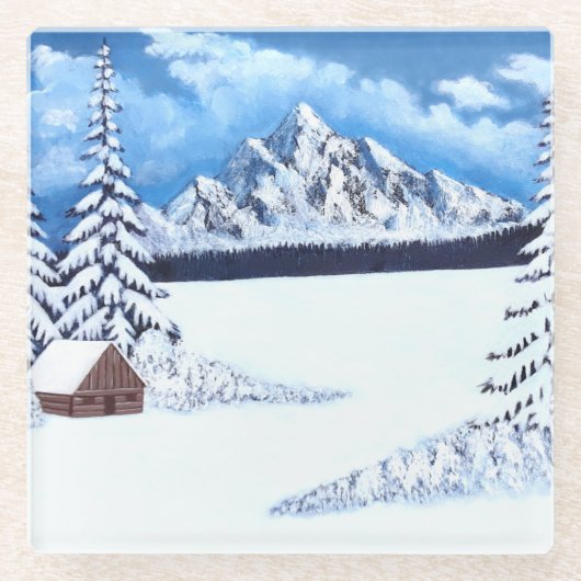 Winter Wonder Szene Glasuntersetzer (Vorderseite)