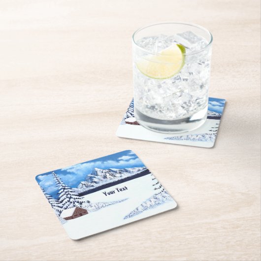 Winter Wonder Szene Rechteckiger Pappuntersetzer (Vor Ort)