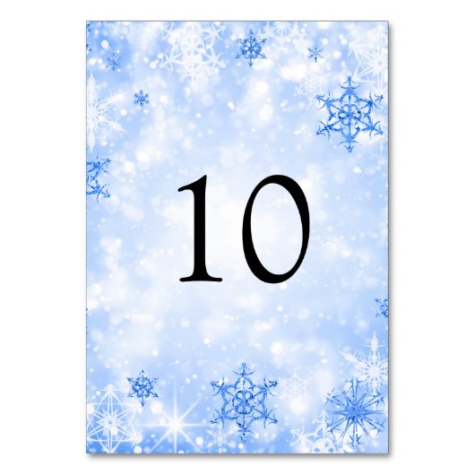 Winter Wonder Weihnachtsfeiertag Blau Tischnummer (Vorderseite)